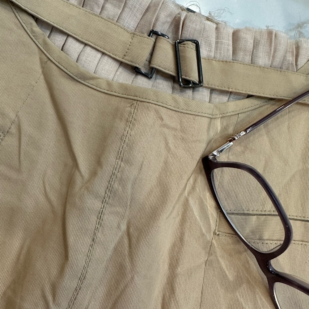Phillipe Dubuc beige skirt pleats buckle distressed SZ36 4-6 (S) EUC - Picture 3 of 7